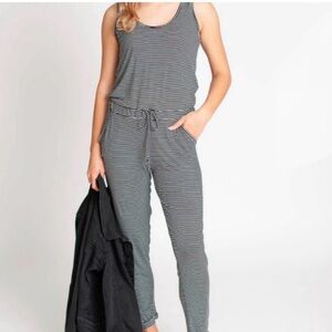 Elan Black and White Striped Jumpsuit